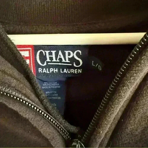 Chaps Ralph Lauren Quarter Zip Sweatshirt Black Large Vintage Y2K Preppy Classic - Picture 5 of 13
